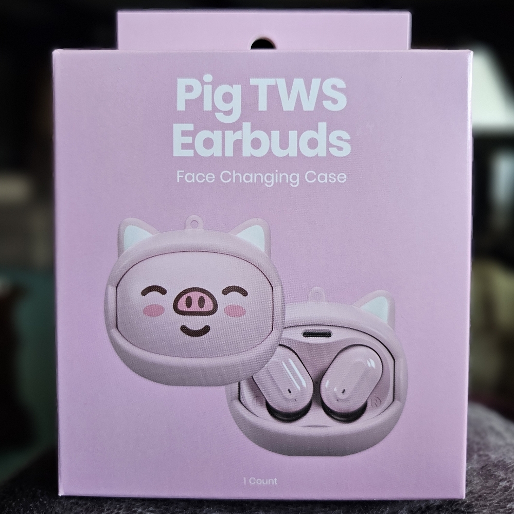 Pig TWS Earbuds Face Changing Case. New In Sealed Packaging.